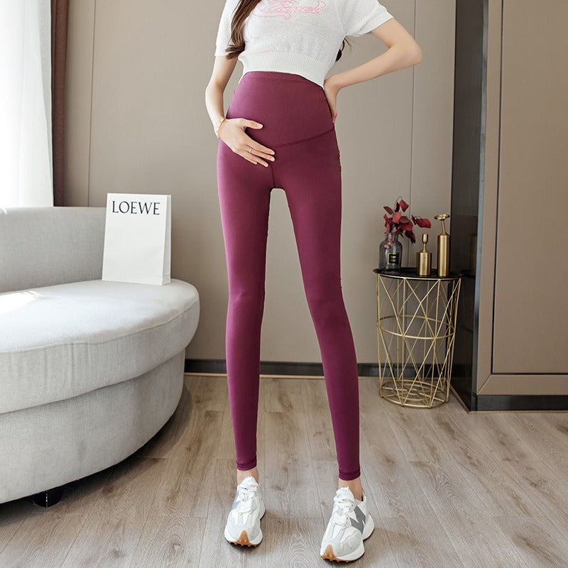 Pregnant Women's Shark Pants Do Not Drop Off Leggings Double Sided Brushed Large Size 100kg High Waist Hip Lifting Barbie Pants - Korvel