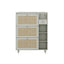 Natural Bohemian style shoe cabinet with 3 rattan flip drawers, 3 square shelves, and 1 storage drawer, white - Korvel