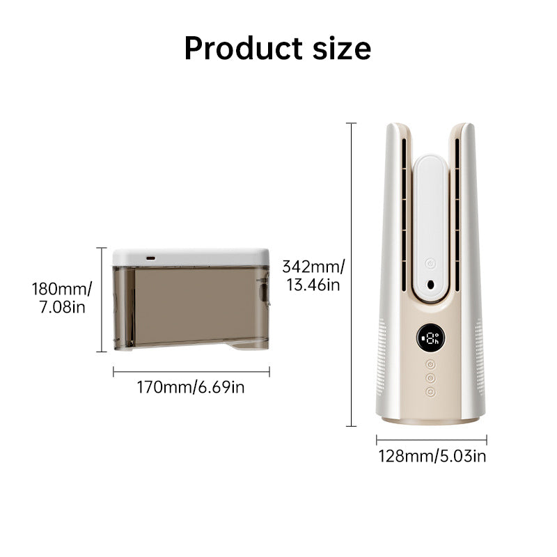 Ventilateur Tour Portable 2025 – 6 Vitesses, Design Sans Lame avec Brume