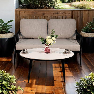 Ensemble de canapé loveseat de patio moderne en aluminium 2PC