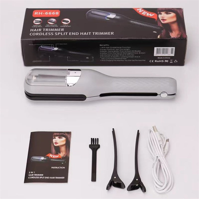Fully automatic hair clipper, hair splitting and trimming device, multifunctional electric women's 2-in-1 trimming and cutting d - Korvel
