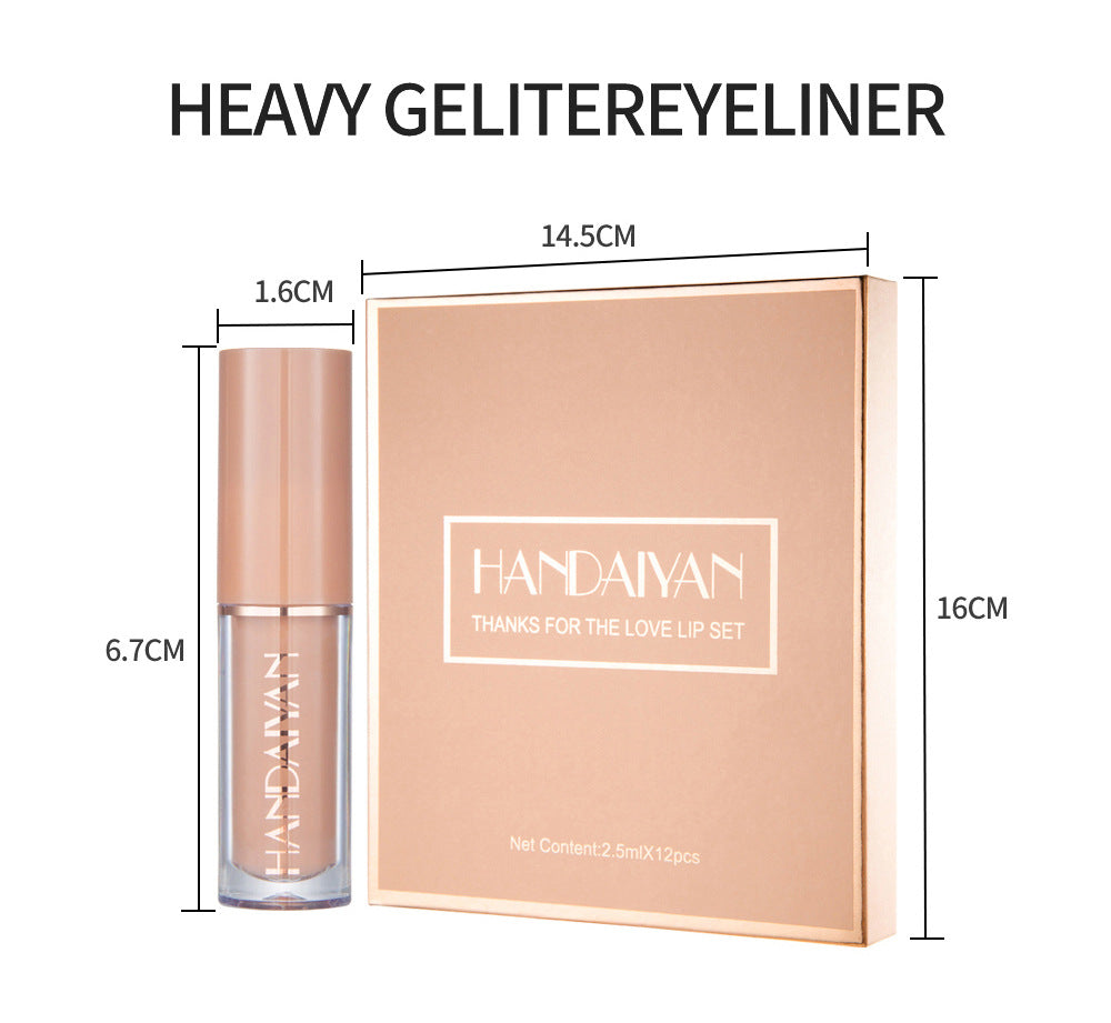HANDAIYAN 12 Color Liquid Lipstick Set - Matte & Pearlescent
