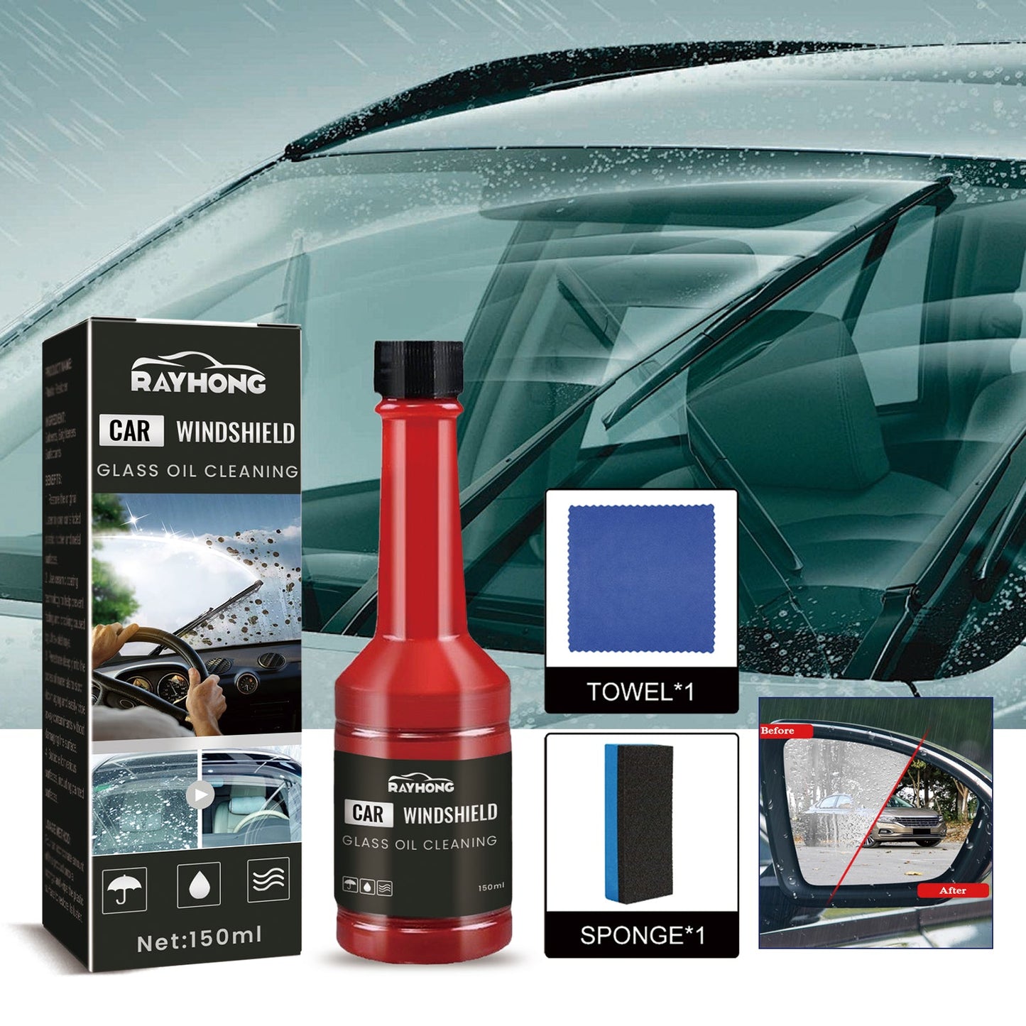 Premium Car Windshield Cleaner - Stain Resistant & Fog-Free