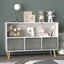 Kids bookcase with Collapsible Fabric Drawers Children's Book Display Toy Storage Cabinet Organizer White/Gray - Korvel