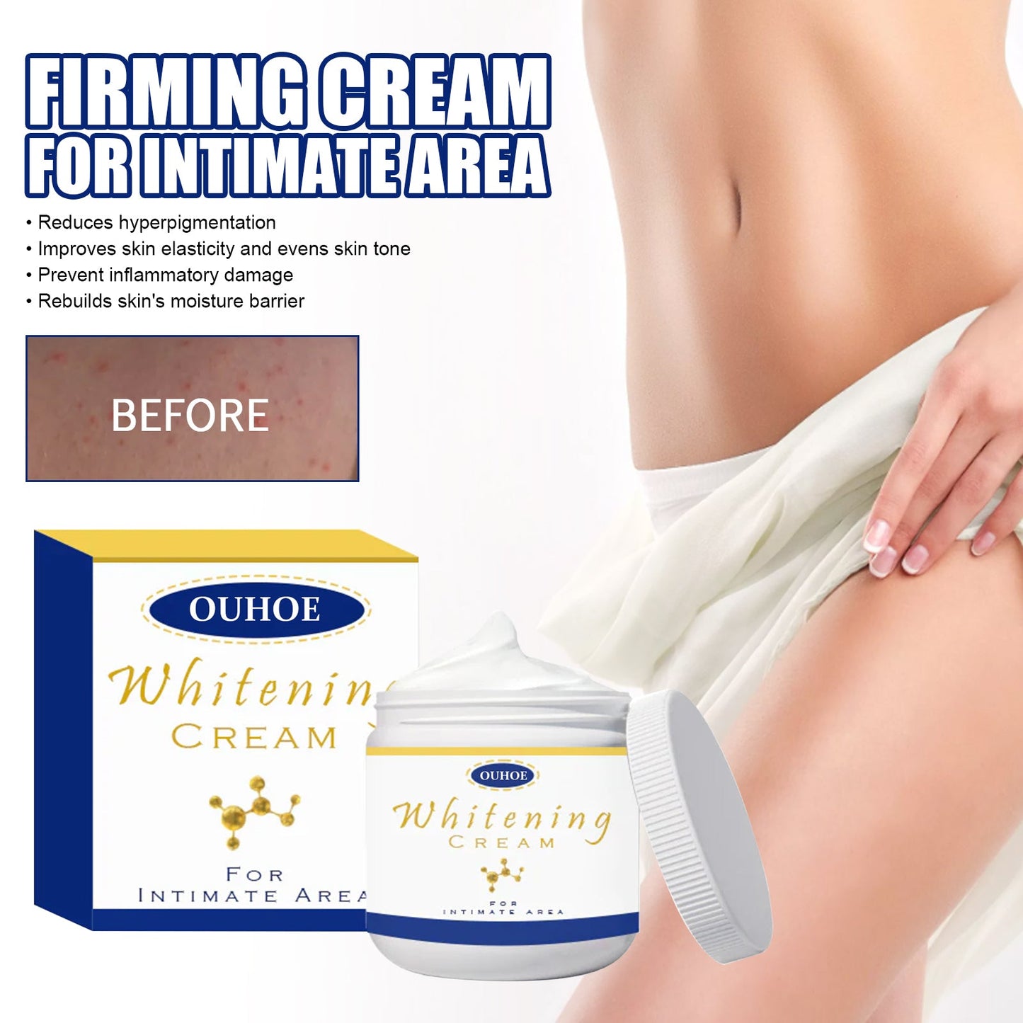 Body Whitening Cream, Lightening Dull Skin Even Skin Tone Moisturizing Skin Beauty Cream - Korvel