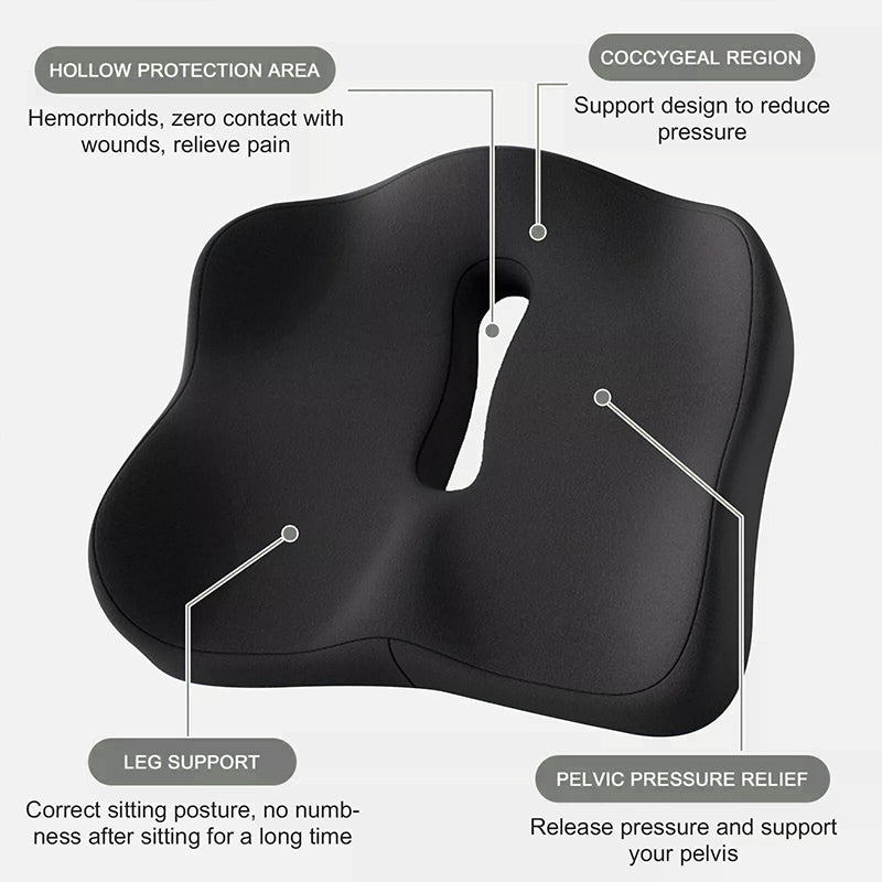 Memory foam car seat cushion. Ergonomic support. Relieves back/coccyx pain. Universal fit. - Korvel