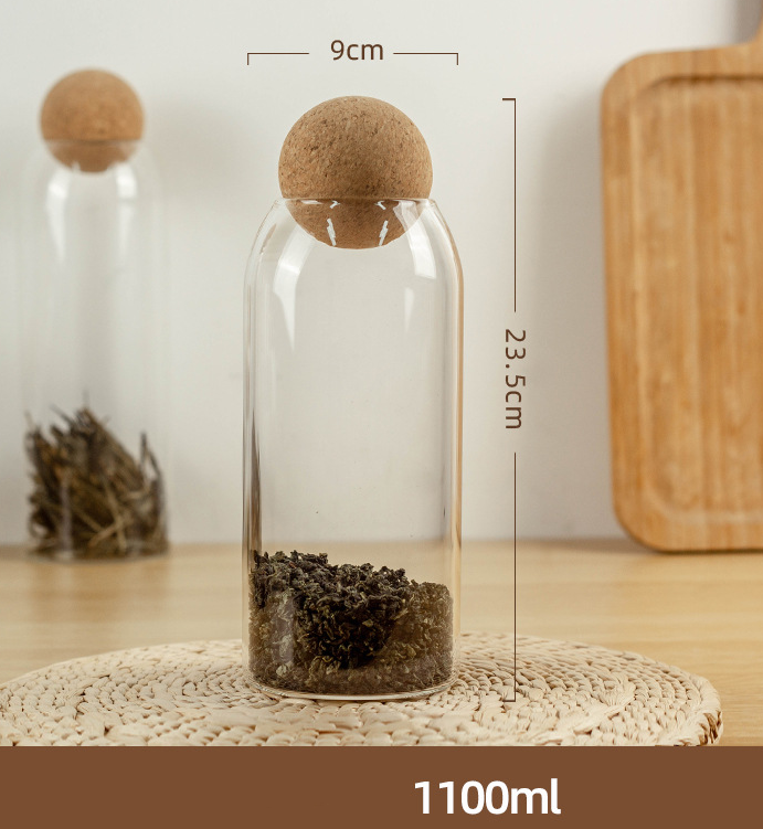 Food Storage Glass Jar with Wood Lid Ball Clear - Korvel