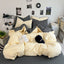 Washed Cotton Solid Color Double Spliced Four-Piece Bedding Set - Sheet, Quilt Cover, Pillowcases for Employee and Dormitory Use - Korvel