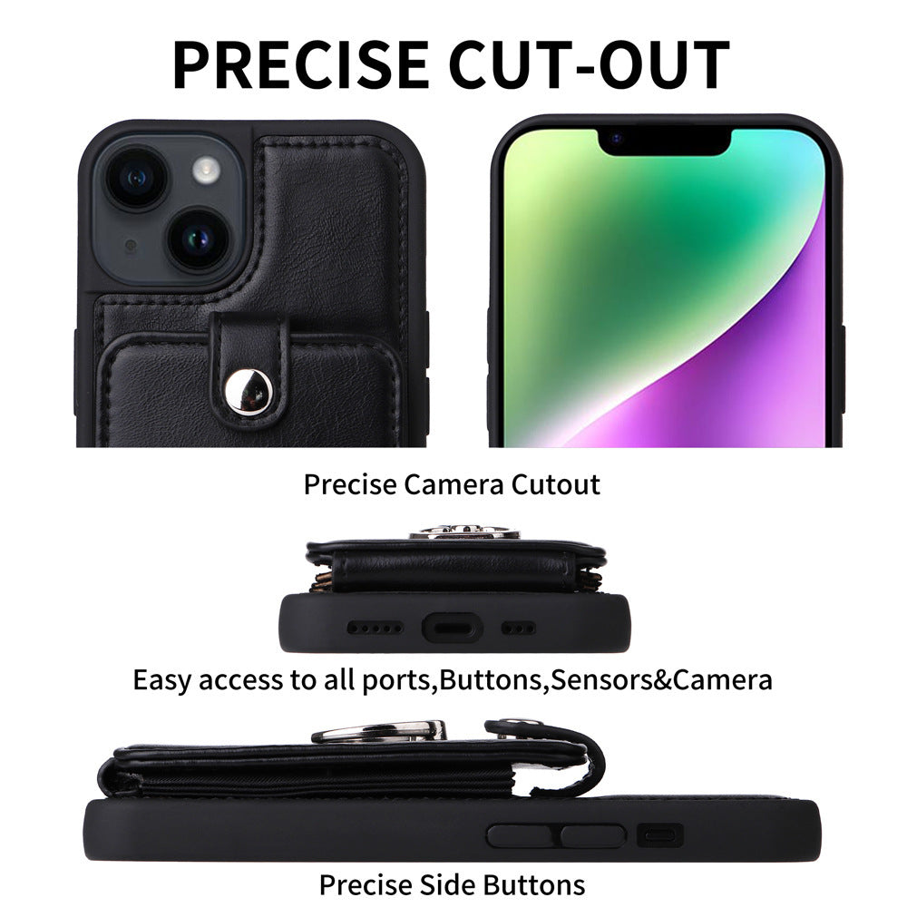 Suitable for iPhone 14 wallet phone case  Apple 13 Promax flip cover protective case accordion card insertion phone leather case - Korvel