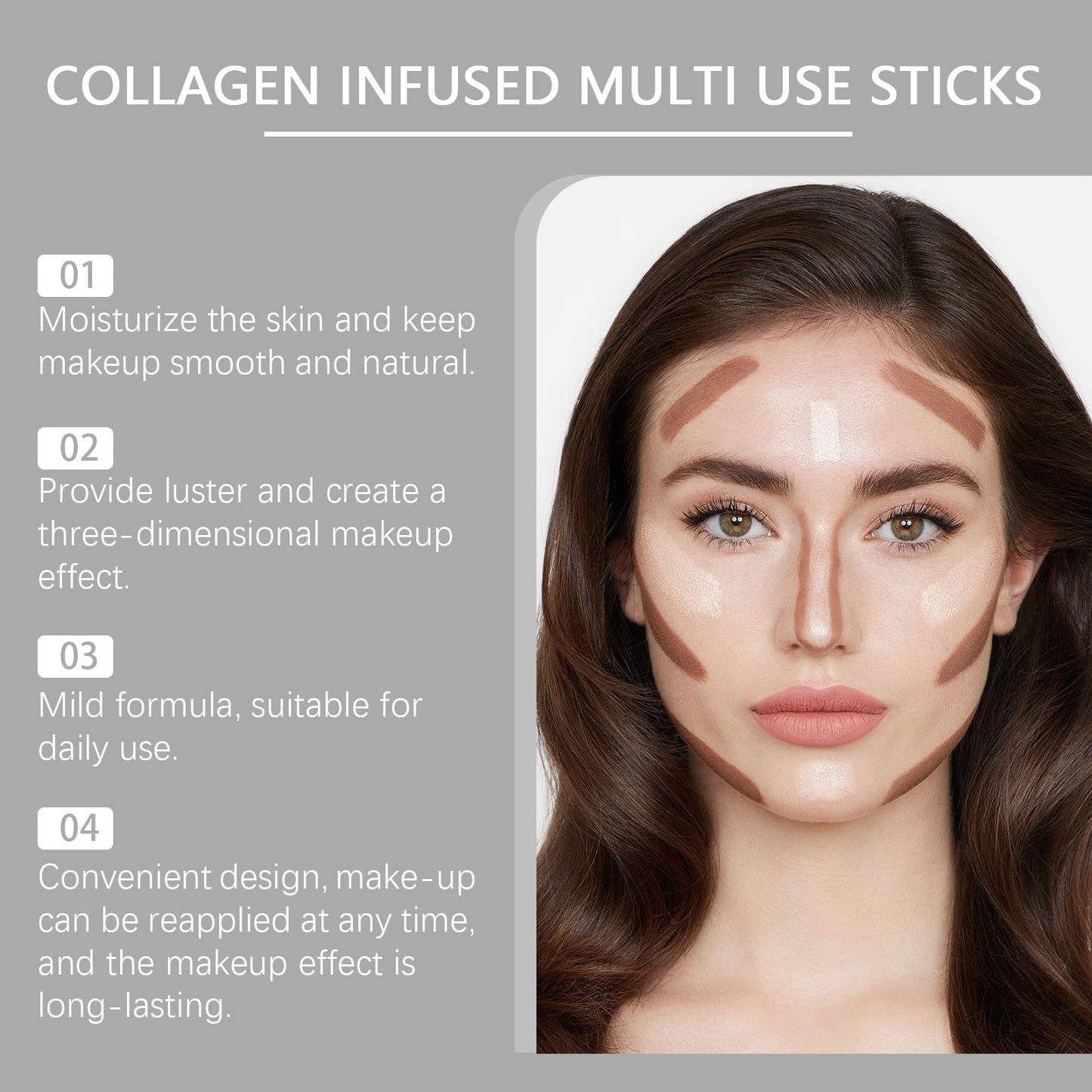 Collagen Makeup Stick Moisturizes Natural Multicolor Blush Stick - Korvel
