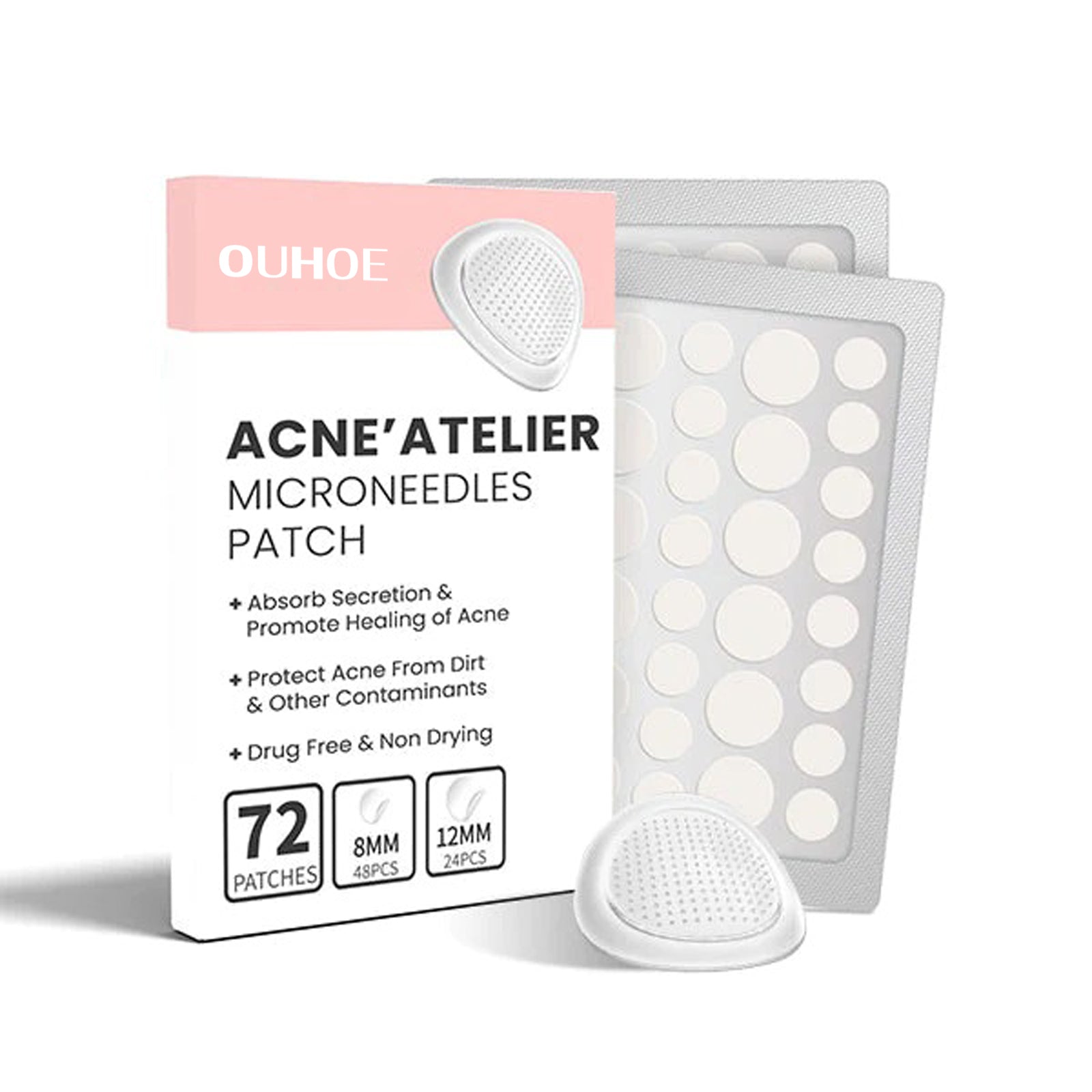 Acne Patch, Repair Acne Pimple Facial Redness Clean Pores Moisturize Skin Patch - Korvel