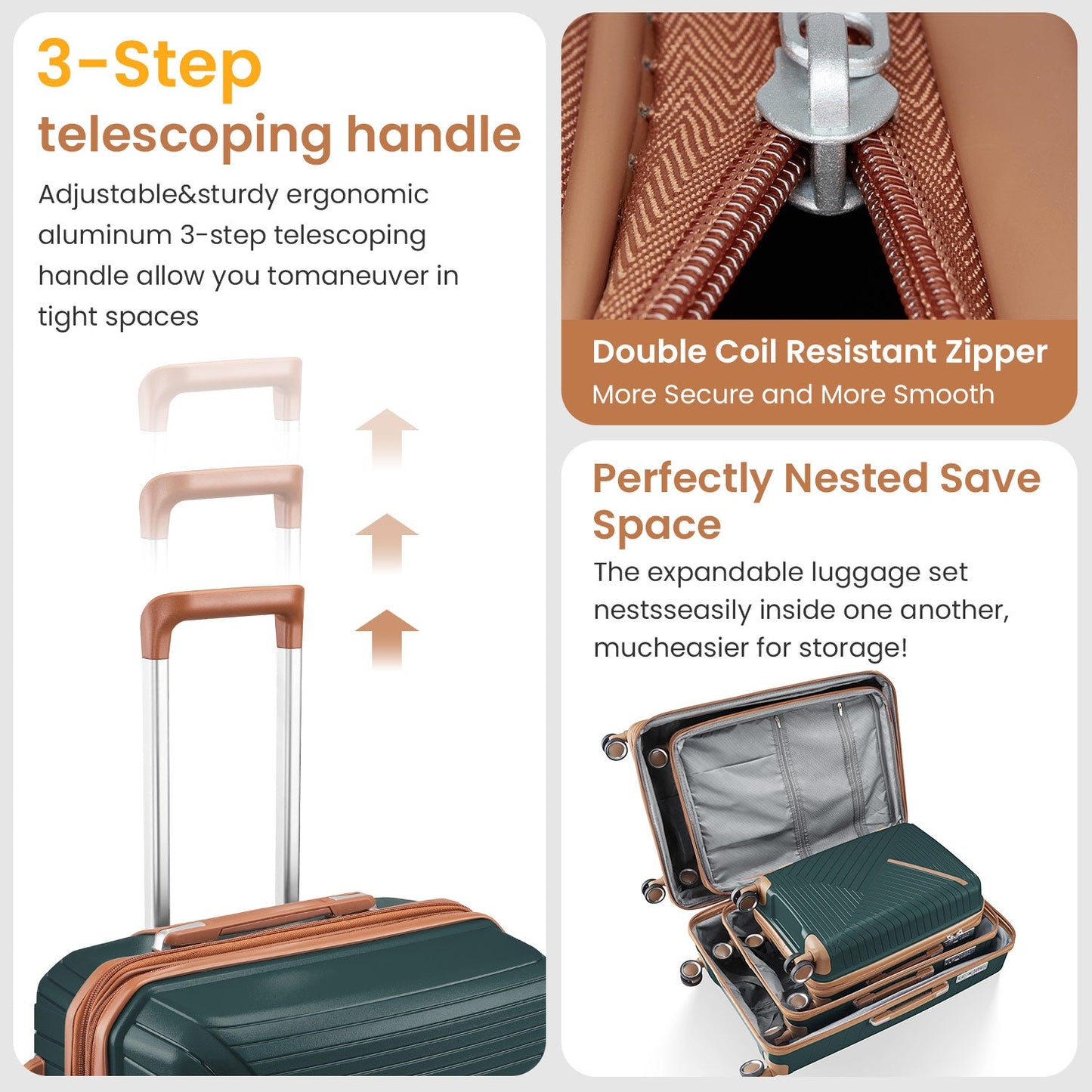 Premium 4-Piece Luggage Set with 360-Degree Spinner Wheels