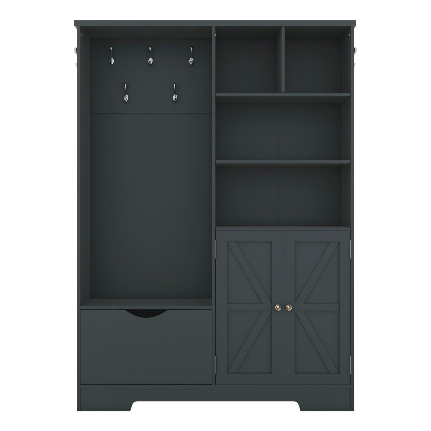 Armoire d'entrée élégante et multifonctionnelle avec rangement en bleu antique