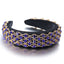 Full inlaid rhinestone fashionable wide edged solid color sponge head hoop - Korvel