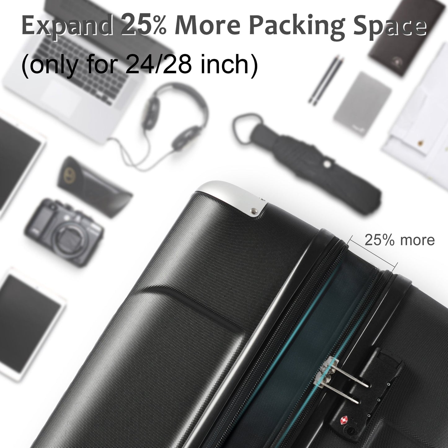 Maleta Spinner Dura Premium de 20'' con Cerradura TSA - Negra