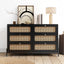 Commode moderne en bois de vignes de chanvre à 6 tiroirs en noir
