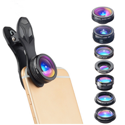 Phone Camera Lens 7 in 1 Kit Fish eye lens Wide Angle/macro Lens CPL - Korvel