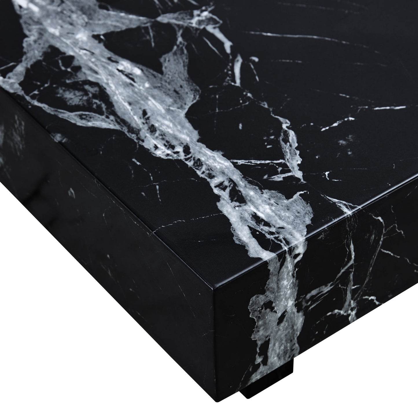 A modern and practical coffee table made of MDF material with black patterns - Korvel