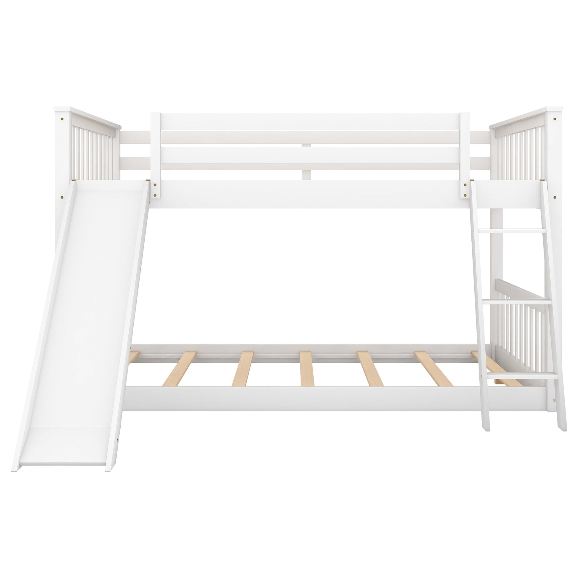 Full over Full Bunk Bed with Convertible Slide and Ladder  White - Korvel