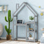 House-shaped Wooden writing Desk,Kids study Table,Bookshelf & Toy Storage,Grey - Korvel