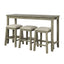 TOPMAX 4 Pieces Counter Height Table with Fabric Padded Stools,Rustic Bar Dining Set with Socket,Gray Green - Korvel