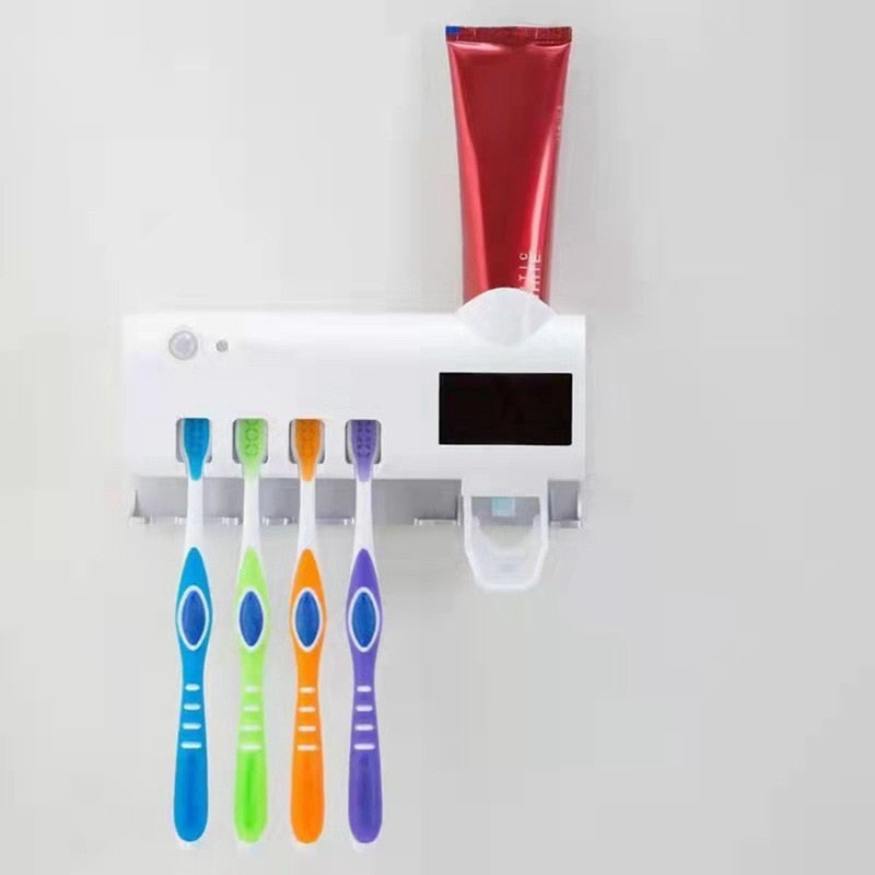 Wall Toothbrush Holder Smart Bathroom Toothpaste Squeezer for Bathroom Toilet Automatic Disinfect Bathroom Accessories - Korvel