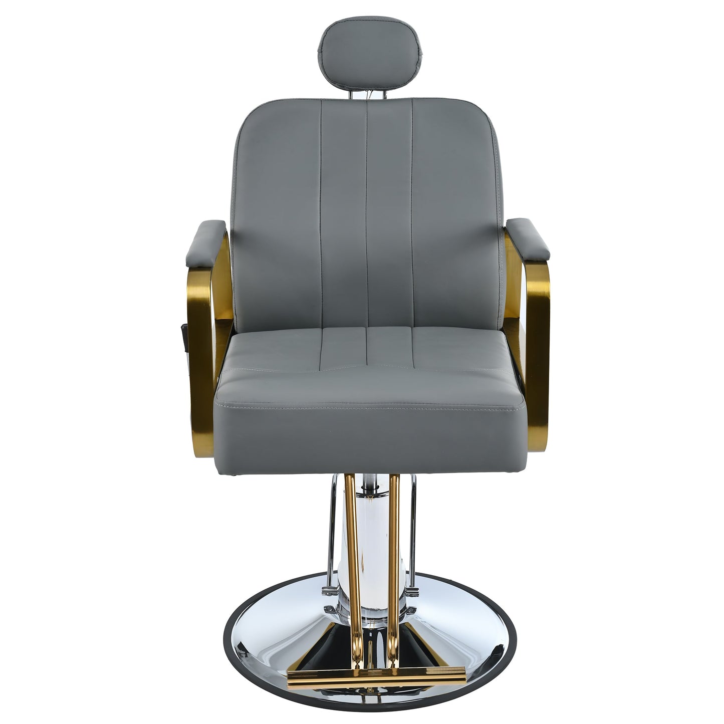 Advanced reclining hair salon chair with heavy-duty hydraulic pump, 360 ° rotation, maximum weight capacity of 400 pounds, Gray - Korvel