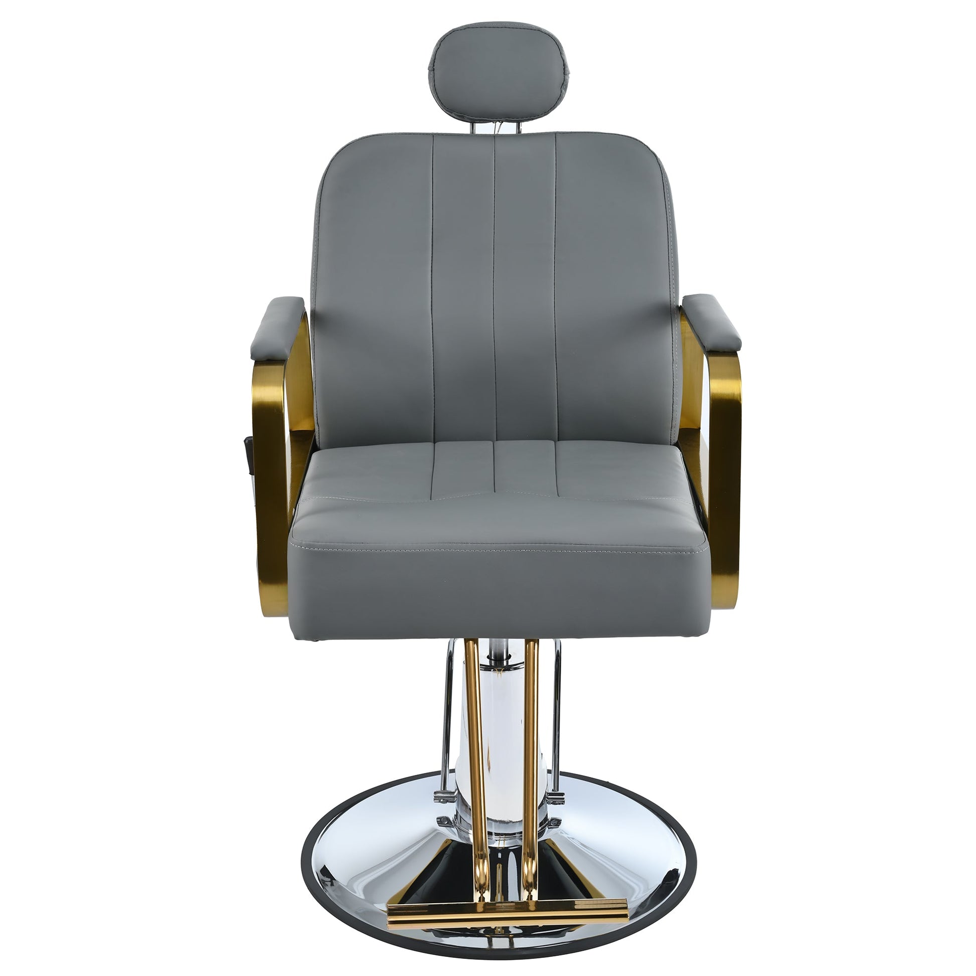 Advanced reclining hair salon chair with heavy-duty hydraulic pump, 360 ° rotation, maximum weight capacity of 400 pounds, Gray - Korvel