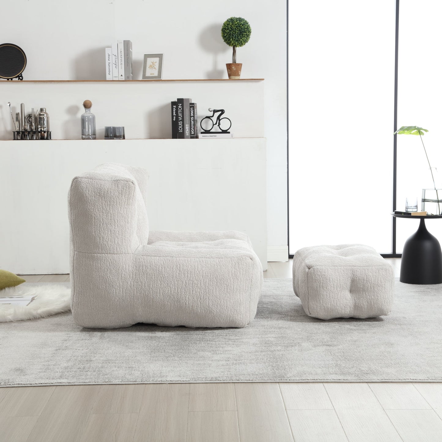 Sillón Puff Esponjoso con Espuma Viscoelástica y Otomana