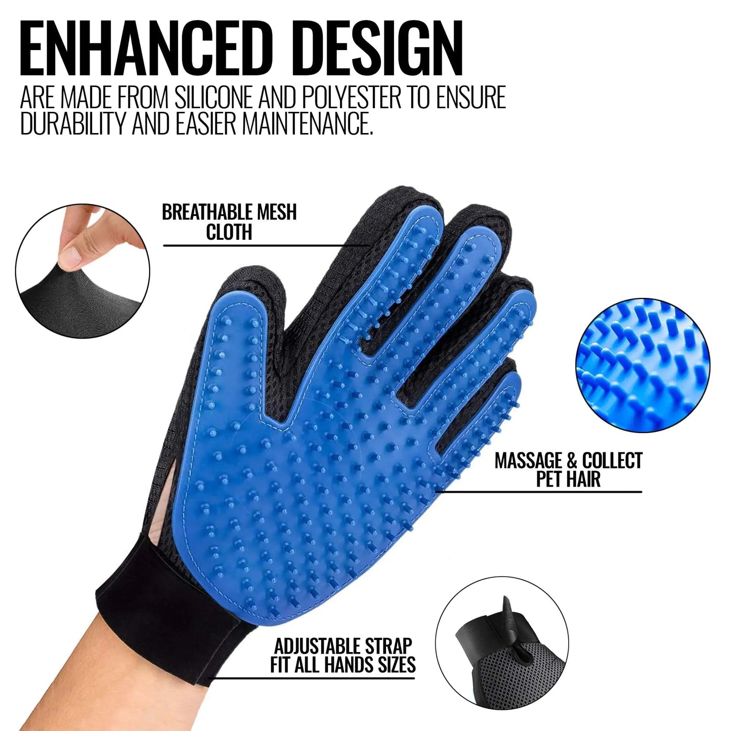 Gants de toilettage pour animaux de compagnie de qualité supérieure pour un retrait de poils sans ef