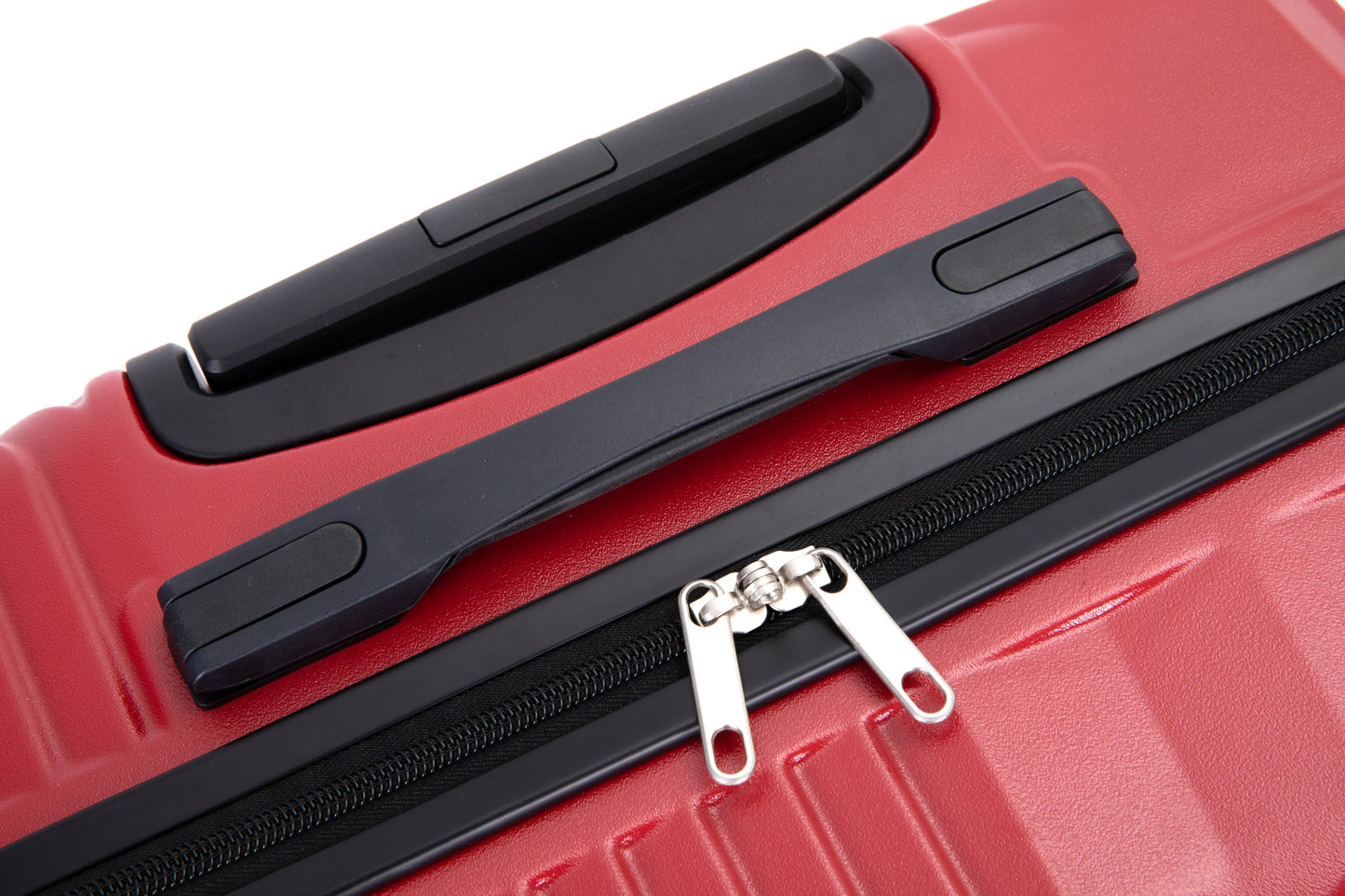 3 Piece Lightweight Luggage Set with Spinner Wheels - Red