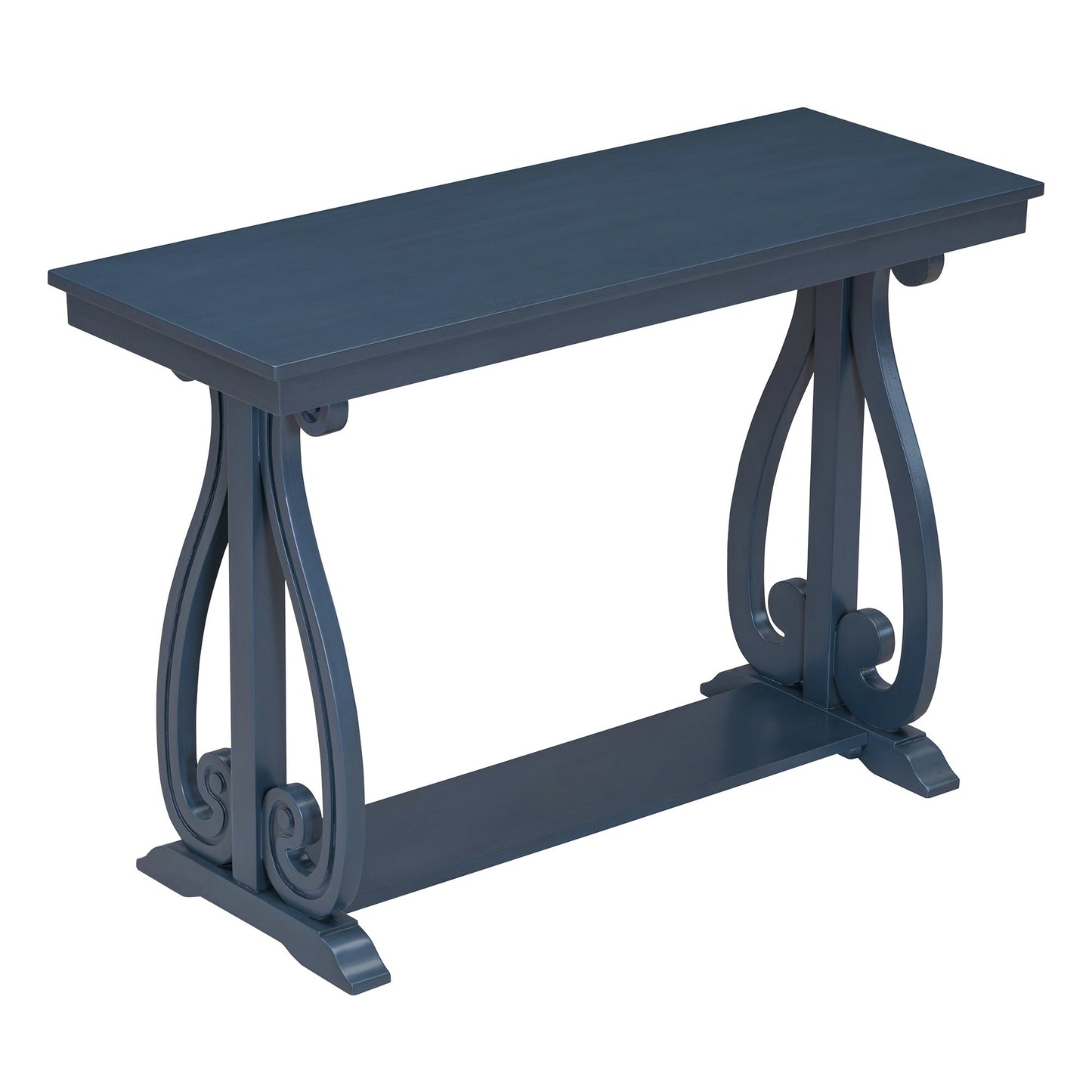 48-Inch Rustic Vintage Console Table --- Farmhouse Style Entryway Table with Open Shelf and Sturdy Construction (Navy) - Korvel