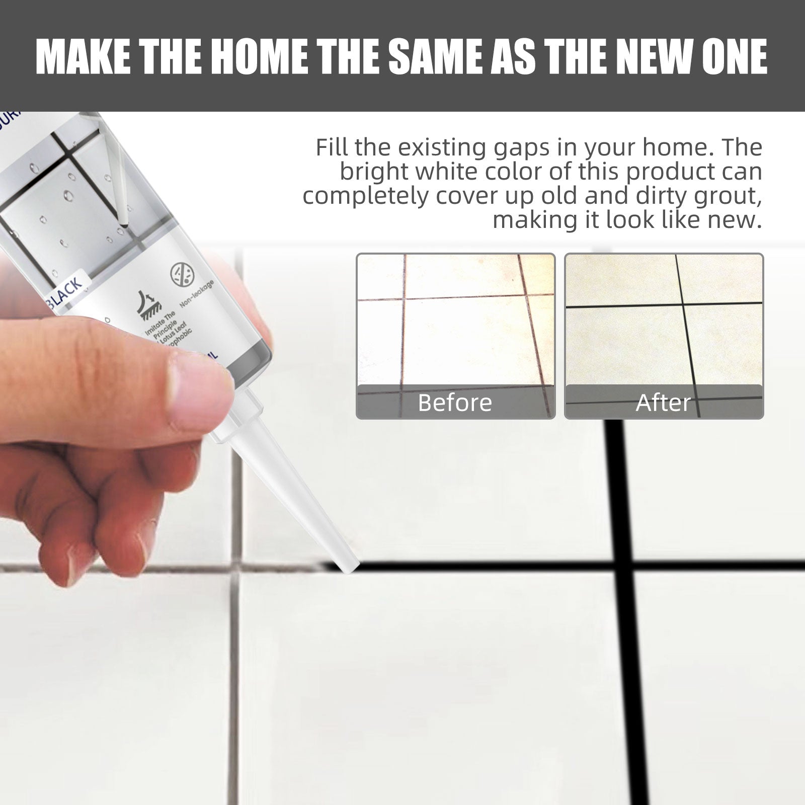 Tile Refill Agent, Kitchen Bathroom Waterproof Floor Mildew Proof Joint Tile Tip Sealant - Korvel