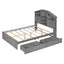 Full Size Wood Platform Bed with Storage Headboard - Gray