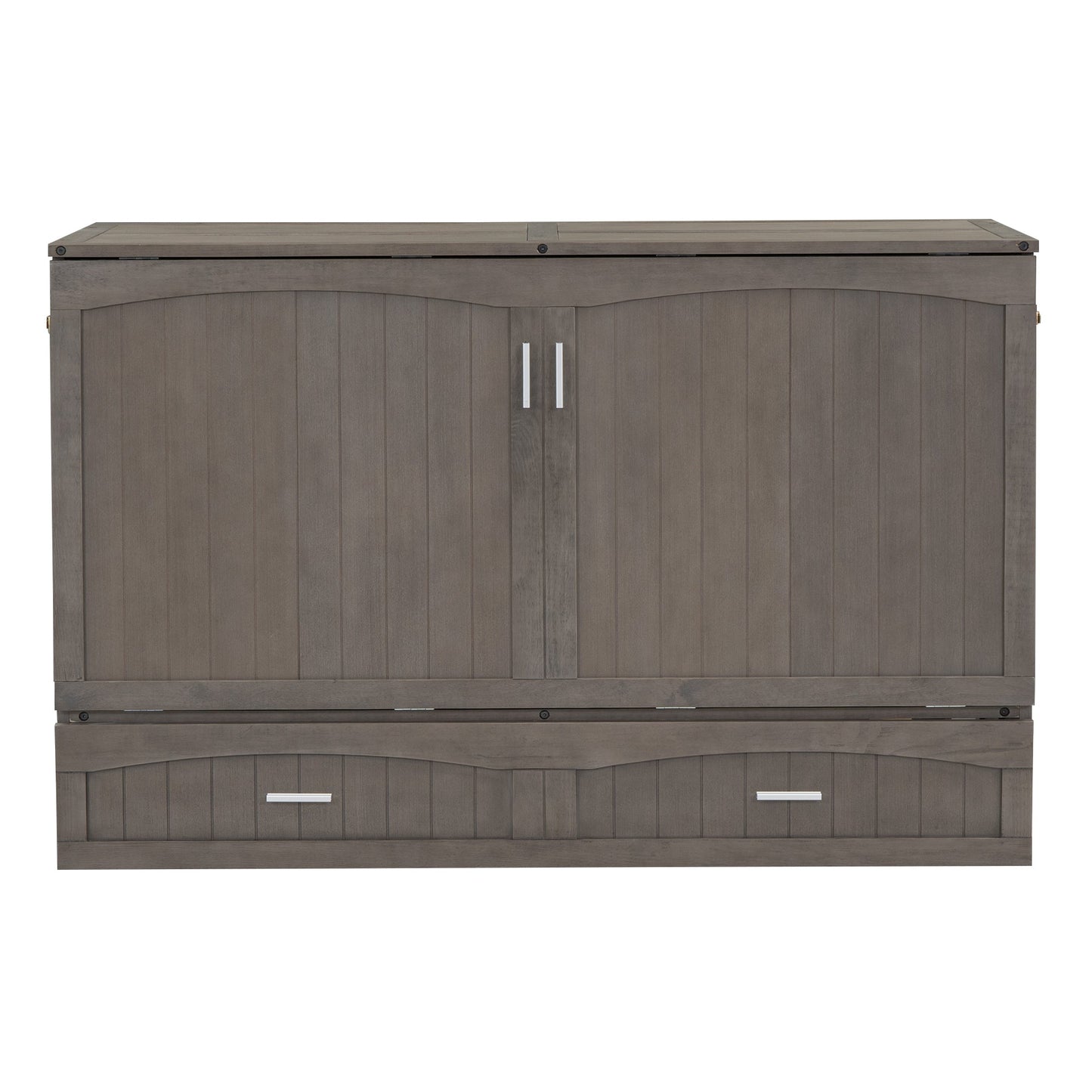 Queen Size Murphy Bed with Built-In Charging Station  Antique Grey - Korvel