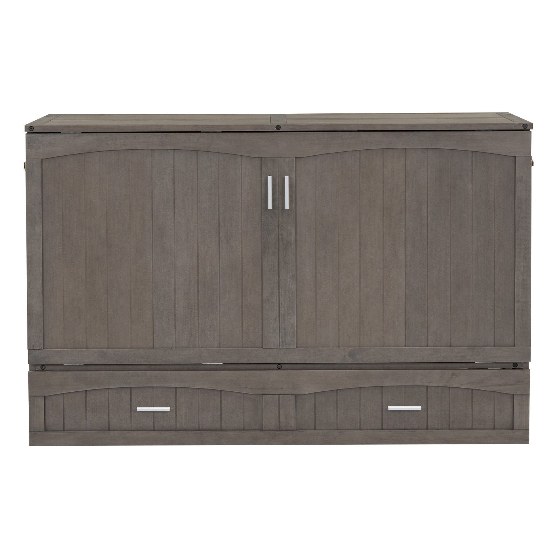 Queen Size Murphy Bed with Built-In Charging Station  Antique Grey - Korvel