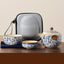 Elegante juego de té de viaje Ru kiln en azul y blanco