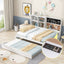 Full Size Daybed with Storage Shelves, Blackboard, Cork board, USB Ports and Twin Size Trundle  White - Korvel