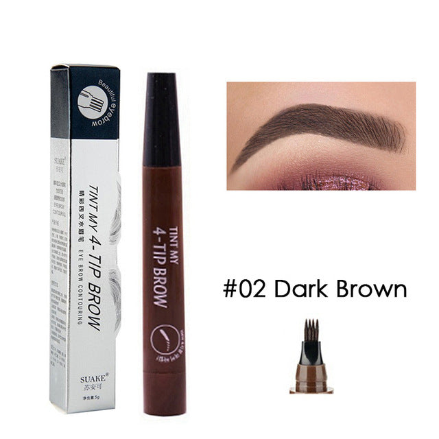 Eyebrow Tint 4 Tip Liquid Brow 5 Colors Pen Makeup Paint Eyebrow Liner Pen Cosmetics Waterproof Tool Microblade - Korvel