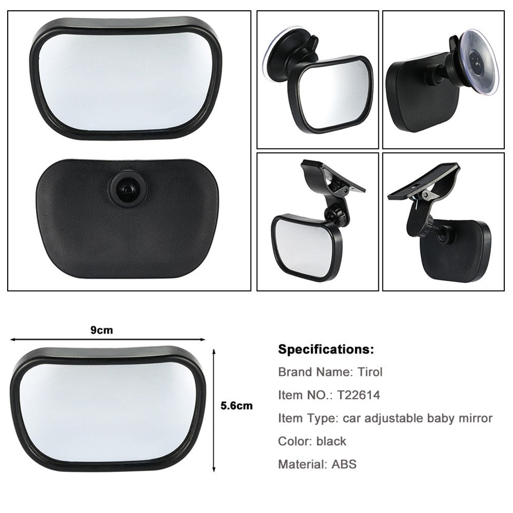 2 in 1 Mini Safety Car Back Seat Baby View Mirror Adjustable Baby Rear Convex Mirror Car Baby Kids Monitor - Korvel