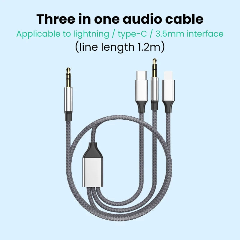 Câble audio premium trois-en-un pour appareils Apple Type-C et 3,5 mm