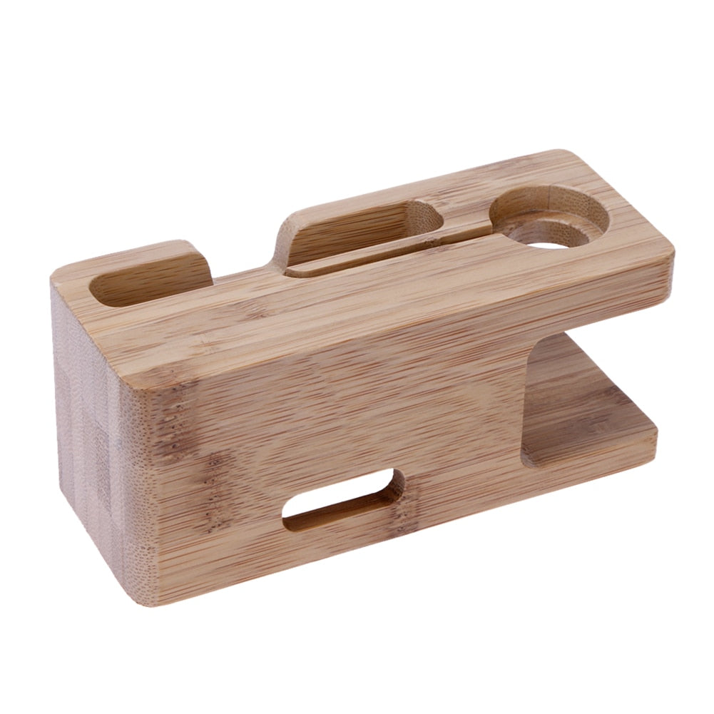 Alloet Wooden Charging Dock Station for Mobile Phone Holder Stand Bamboo Charger Stand Base For Apple Watch and For iphone - Korvel