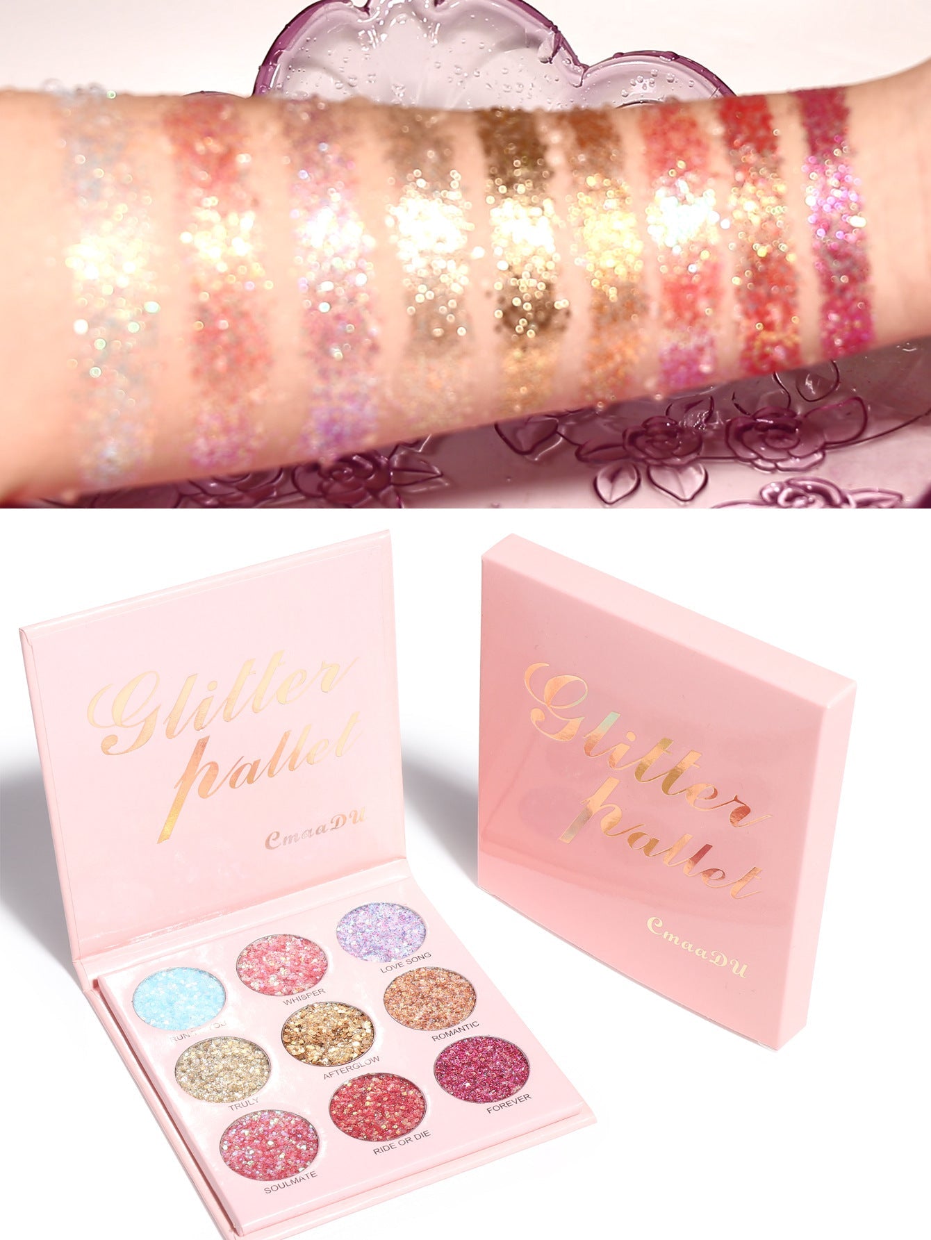 CmaaDu 9 Shades of Glitter Eyeshadow Makeup Matte and Metallic Glitter Glitter Powder - Korvel
