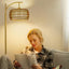 Arc Floor Lamp with 3 Color Temperatures, LED Gold Floor Lamp with Remote & Stepless Dimmable Bulb, Boho Standing Lamp - Korvel