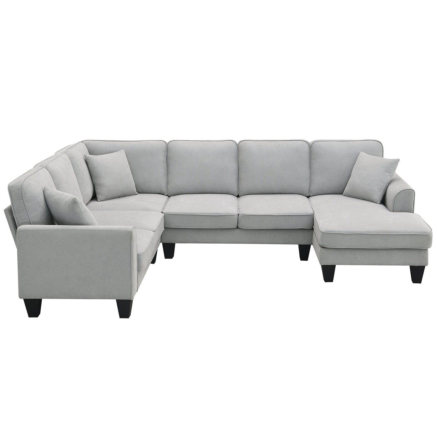 [VIDEO provided] [New] 108*85.5" Modern U Shape Sectional Sofa 7 Seat Fabric Sectional Sofa Set - Korvel
