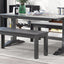 TREXM 3-piece retro cutlery set, rectangular stand table, and 2 wooden stools for 4 people (gray) - Korvel