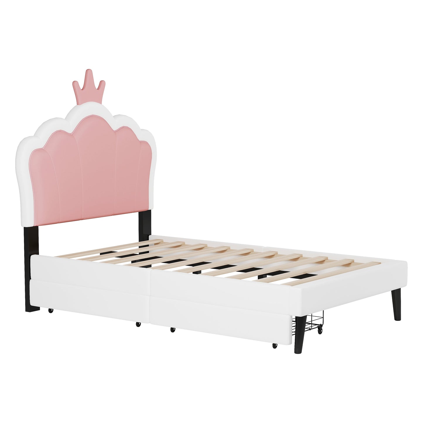 Twin Size Upholstered Princess Bed with Crown Headboard