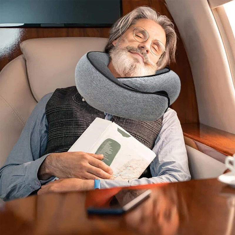 Memory Foam Neck Travel Pillow: Soft, 360° Head Support, for Home, Plane & Car - Korvel