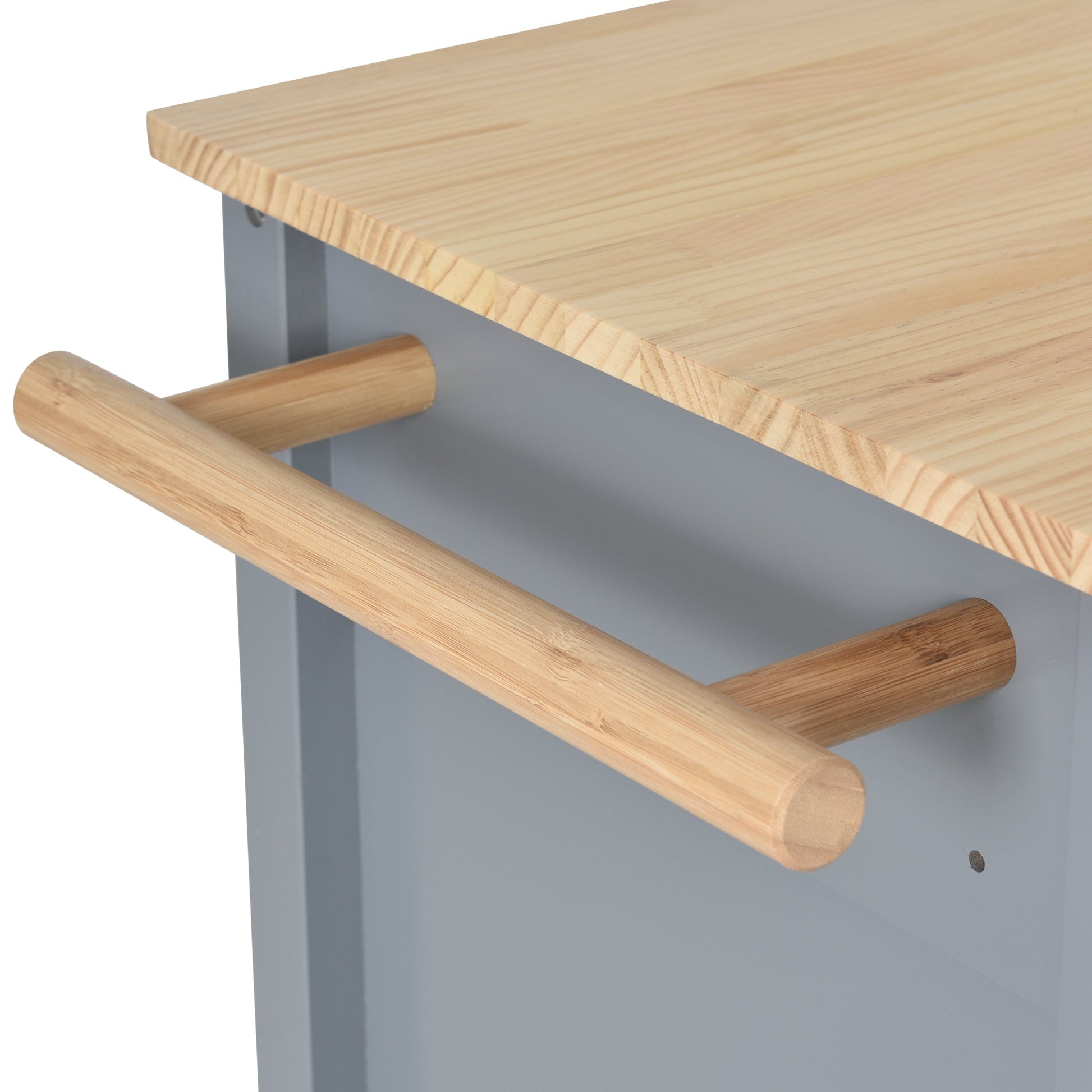 Kitchen Island Cart with Solid Wood Top and Locking Wheels 54.3 Inch Width (Grey Blue) - Korvel