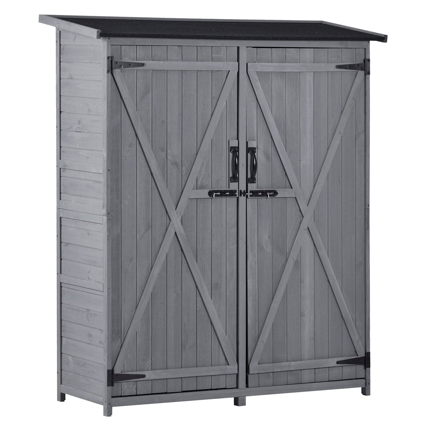 Abri de rangement en bois premium 5,3 pieds x 4,6 pieds avec toit étanche